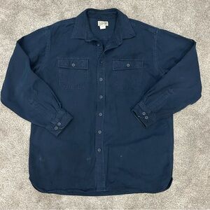 Vintage L.L. Bean Dark Blue Men's Plaid Shirt Size XL